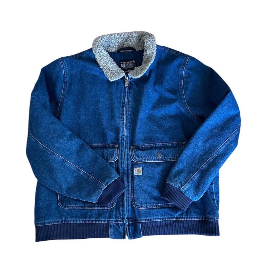 Denim carhartt sherpa lined jacket